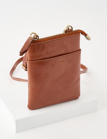 Carte Leather Small Crossbody Bag, Tan product photo