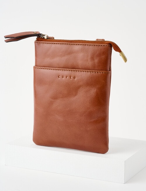 Carte Leather Small Crossbody Bag, Tan product photo View 03 L