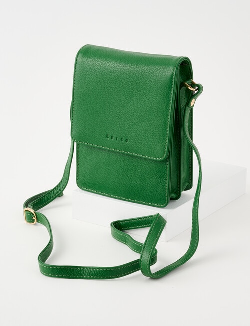 Carte Leather Foldover Crossbody Bag, Monstera Green product photo View 03 L