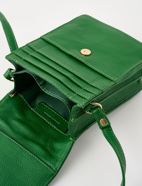 Carte Leather Foldover Crossbody Bag, Monstera Green product photo View 07 L