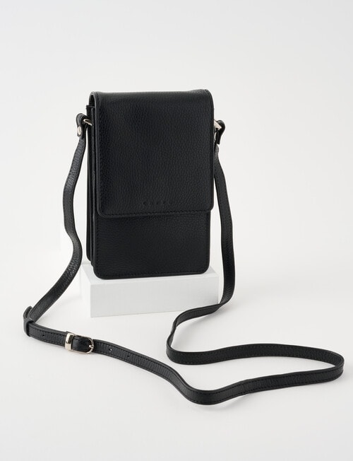 Carte Leather Foldover Crossbody Bag, Black product photo