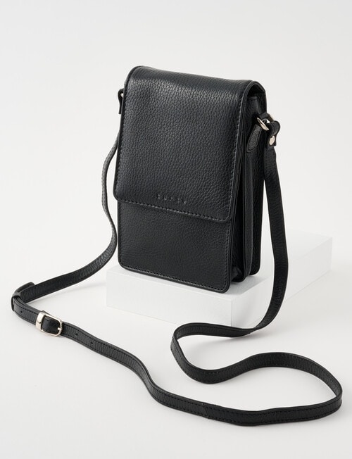Carte Leather Foldover Crossbody Bag, Black product photo View 03 L