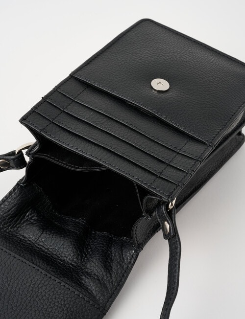 Carte Leather Foldover Crossbody Bag, Black product photo View 07 L