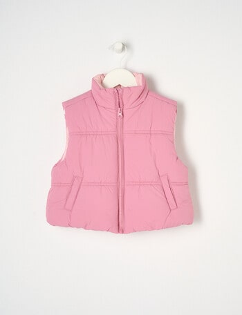 Mac & Ellie Cropped Puffer Vest, Cerise product photo