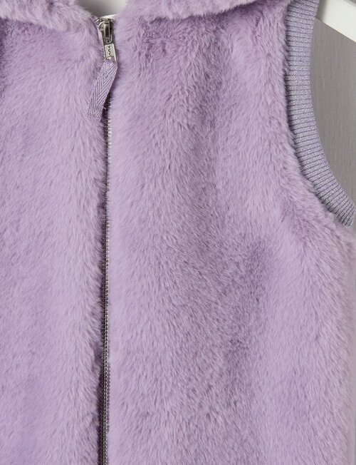 Mac & Ellie Faux Fur Hooded Vest, Lavender product photo View 02 L