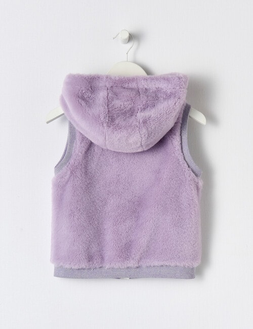Mac & Ellie Faux Fur Hooded Vest, Lavender product photo View 03 L