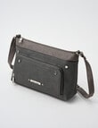 Pronta Moda Textured East West Rivet Crossbody Bag, Pewter product photo View 03 S