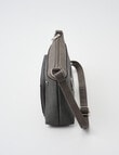 Pronta Moda Textured East West Rivet Crossbody Bag, Pewter product photo View 04 S
