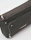 Pronta Moda Textured East West Rivet Crossbody Bag, Pewter product photo View 05 S