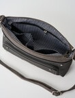 Pronta Moda Textured East West Rivet Crossbody Bag, Pewter product photo View 06 S