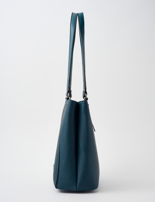Pronta Moda Textured North South Shopper Bag, Dark Teal product photo View 04 L