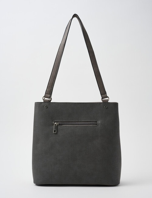 Pronta Moda Textured North South Shopper Bag, Pewter product photo View 02 L
