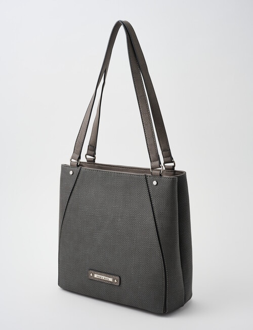 Pronta Moda Textured North South Shopper Bag, Pewter product photo View 03 L