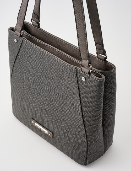 Pronta Moda Textured North South Shopper Bag, Pewter product photo View 06 L