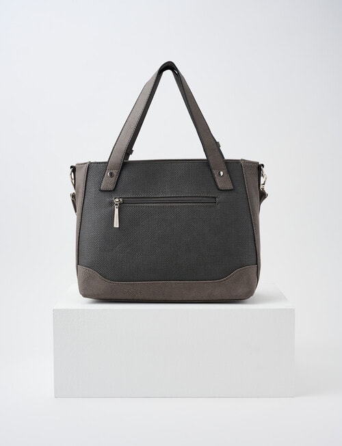 Pronta Moda Textured Buckle Tote Bag, Pewter product photo View 02 L