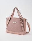 Pronta Moda Textured Buckle Tote Bag, Rose product photo View 03 S