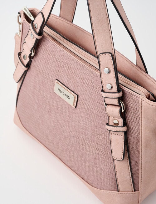 Pronta Moda Textured Buckle Tote Bag, Rose product photo View 05 L