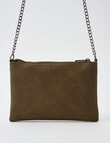 Pronta Moda Embossed Chain Handle Crossbody Bag, Olive product photo View 02 S