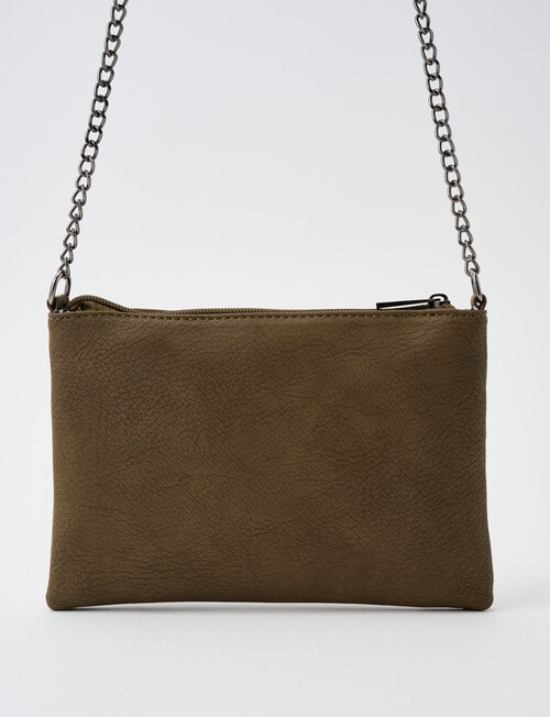 Pronta Moda Embossed Chain Handle Crossbody Bag, Olive product photo View 02 L
