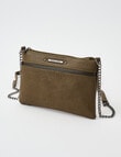 Pronta Moda Embossed Chain Handle Crossbody Bag, Olive product photo View 03 S
