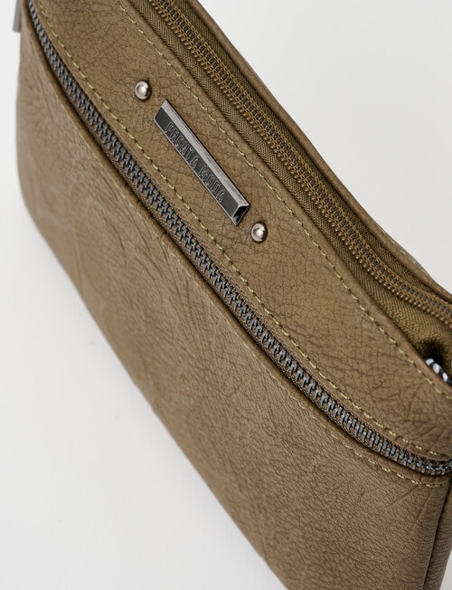 Pronta Moda Embossed Chain Handle Crossbody Bag, Olive product photo View 04 L