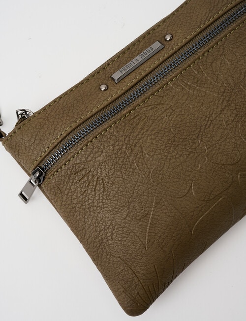 Pronta Moda Embossed Chain Handle Crossbody Bag, Olive product photo View 05 L