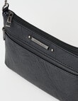 Pronta Moda Embossed Chain Handle Crossbody Bag, Black product photo View 04 S