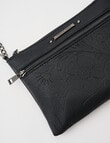 Pronta Moda Embossed Chain Handle Crossbody Bag, Black product photo View 05 S