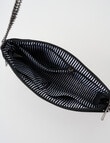 Pronta Moda Embossed Chain Handle Crossbody Bag, Black product photo View 06 S