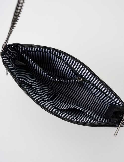 Pronta Moda Embossed Chain Handle Crossbody Bag, Black product photo View 06 L