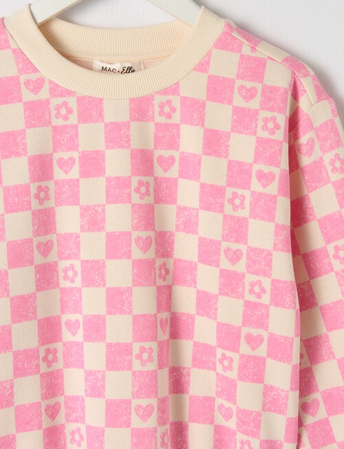 Mac & Ellie Checkers Sweatshirt, Hot Pink product photo View 02 L