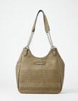 Pronta Moda Laser Cut Chain Handle Tote, Olive product photo View 02 S