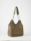 Pronta Moda Laser Cut Chain Handle Tote, Olive product photo View 03 S