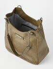 Pronta Moda Laser Cut Chain Handle Tote, Olive product photo View 05 S