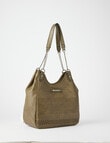 Pronta Moda Laser Cut Chain Handle Tote, Olive product photo View 08 S