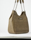 Pronta Moda Laser Cut Chain Handle Tote, Olive product photo View 09 S