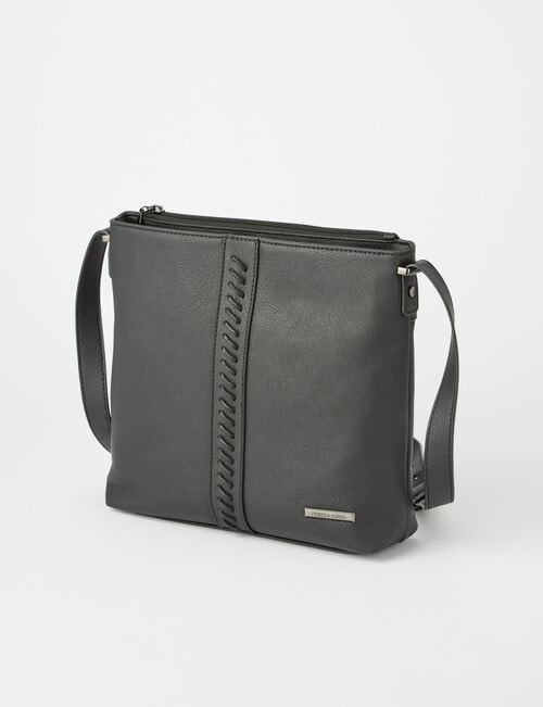 Pronta Moda Whipstitch Shoulder Bag, Black product photo View 03 L