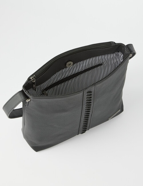 Pronta Moda Whipstitch Shoulder Bag, Black product photo View 07 L