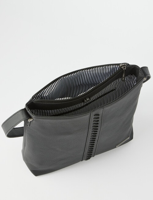 Pronta Moda Whipstitch Shoulder Bag, Black product photo View 08 L