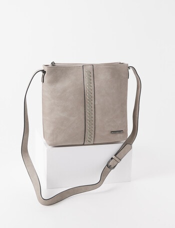 Pronta Moda Whipstitch Shoulder Bag, Pearl Grey product photo