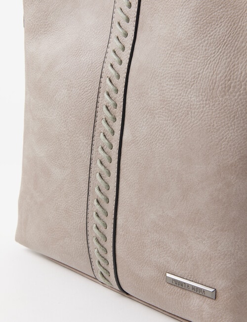 Pronta Moda Whipstitch Shoulder Bag, Pearl Grey product photo View 03 L