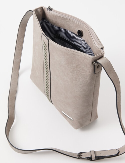 Pronta Moda Whipstitch Shoulder Bag, Pearl Grey product photo View 04 L