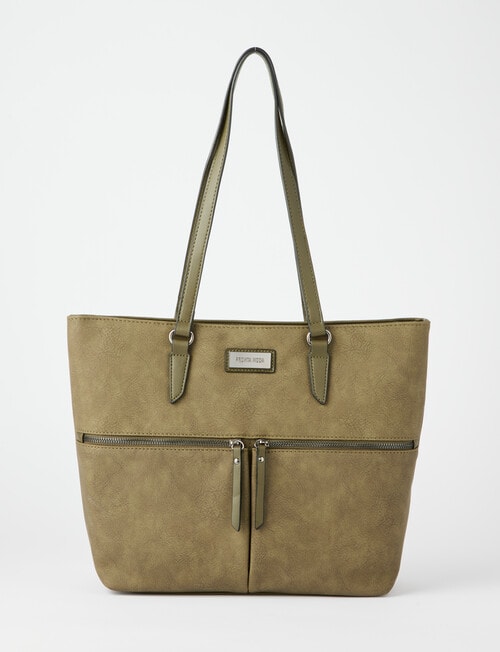 Pronta Moda Front Zip Tote Bag, Olive product photo View 02 L