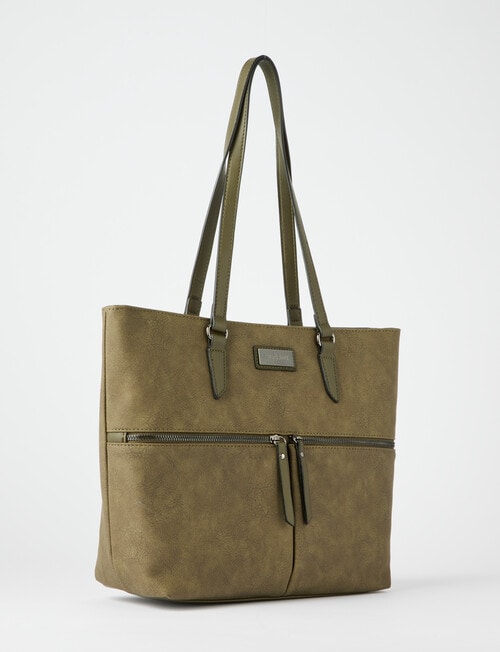 Pronta Moda Front Zip Tote Bag, Olive product photo View 03 L