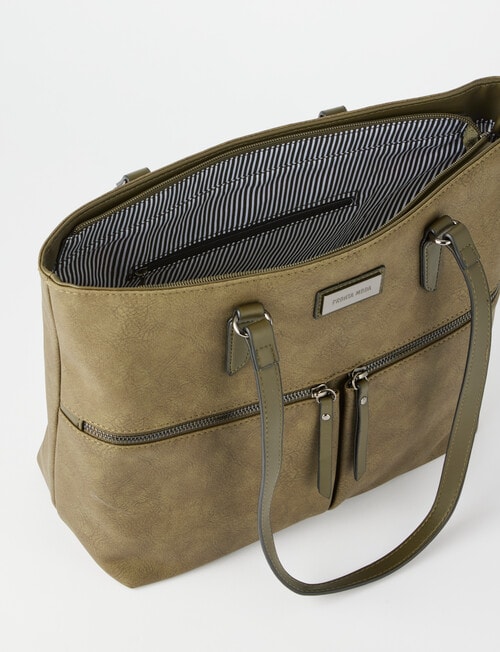 Pronta Moda Front Zip Tote Bag, Olive product photo View 05 L