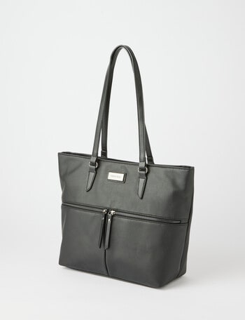 Pronta Moda Front Zip Tote Bag, Black product photo
