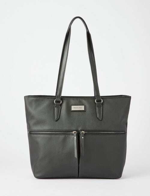 Pronta Moda Front Zip Tote Bag, Black product photo View 02 L