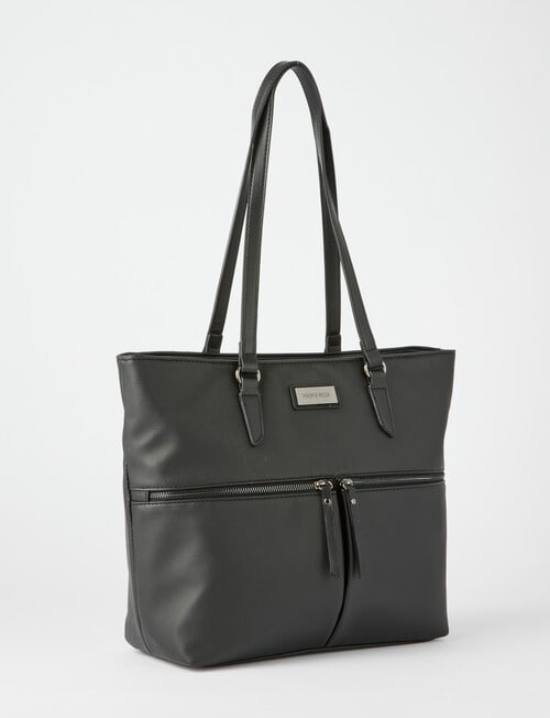 Pronta Moda Front Zip Tote Bag, Black product photo View 03 L