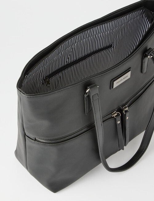 Pronta Moda Front Zip Tote Bag, Black product photo View 05 L