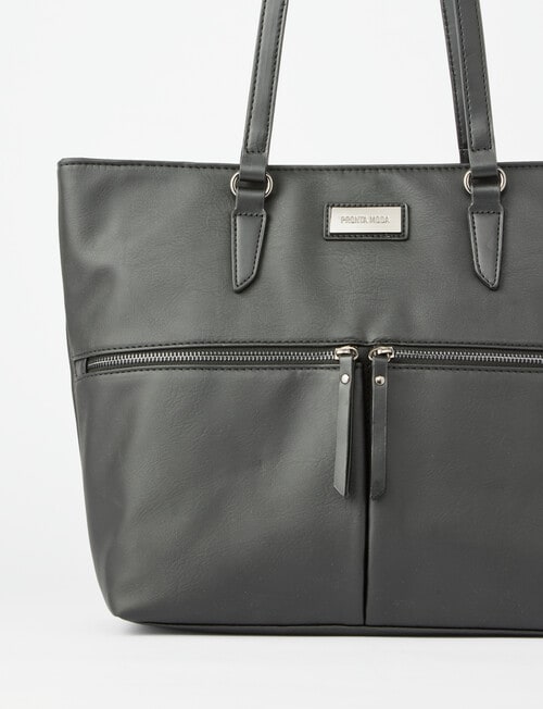 Pronta Moda Front Zip Tote Bag, Black product photo View 06 L